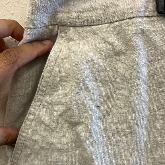 Talbots Cream 100% Linen Lagenlook minimalist Cropped Pants size 16 #734 - Picture 5 of 5